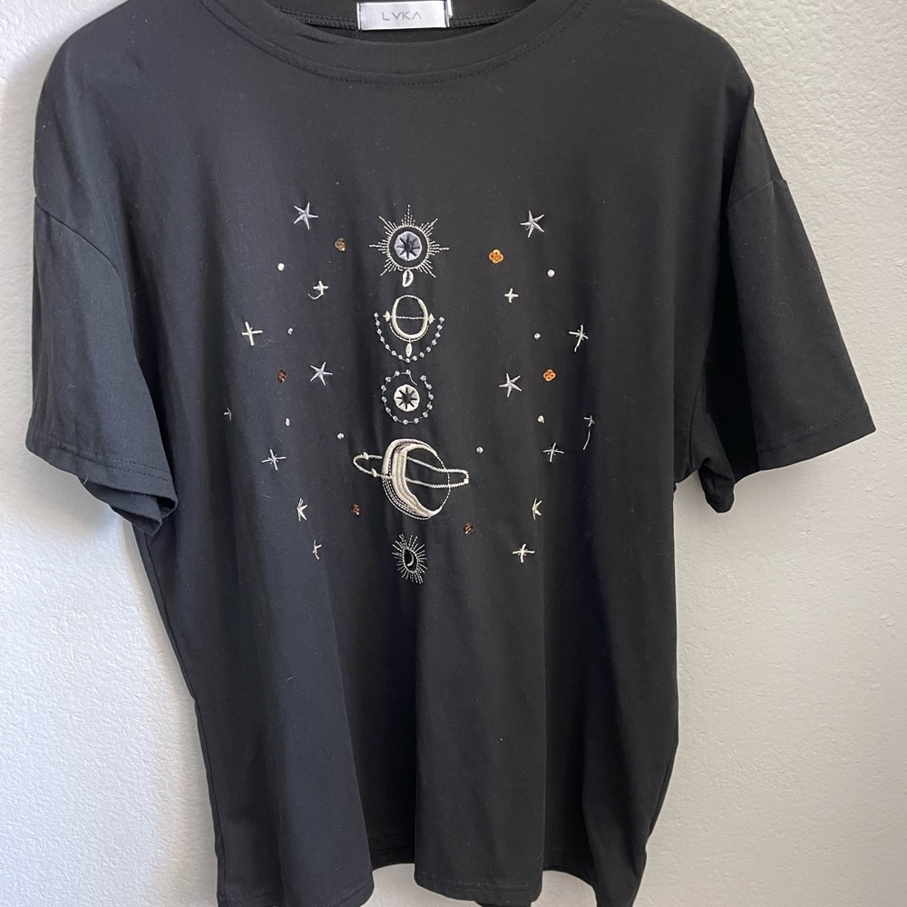 Black Cosmo Patterned T-shirt